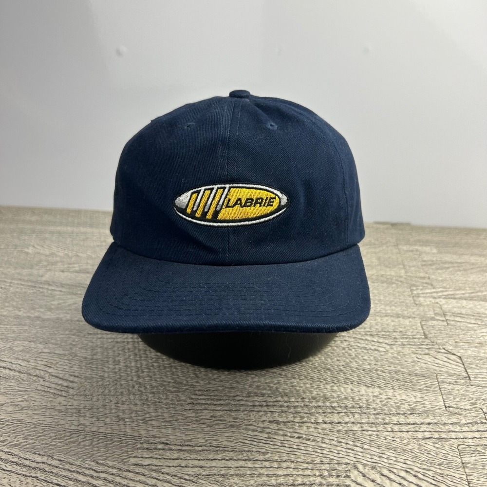 Vintage 90s Labrie Hat Cap Strap Back Adjustable Navy Blue Embroidered Logo Mens